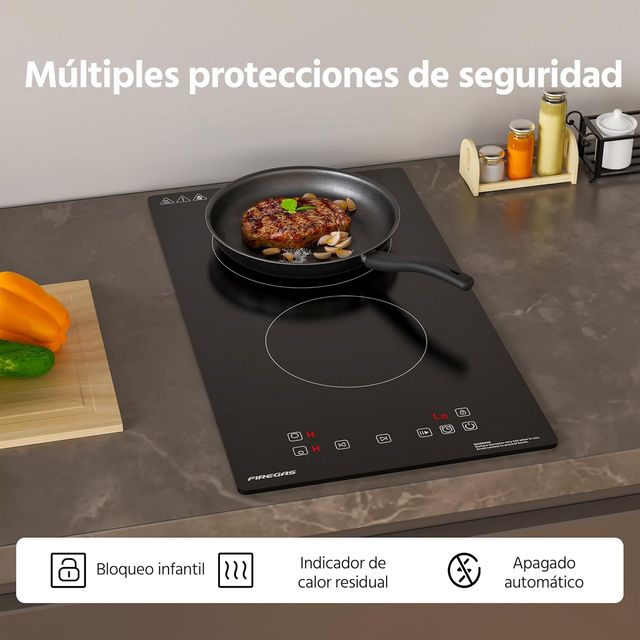 PLACA VITROCERÁMICA 2 FUEGOS 3000W 29CM TÁCTIL