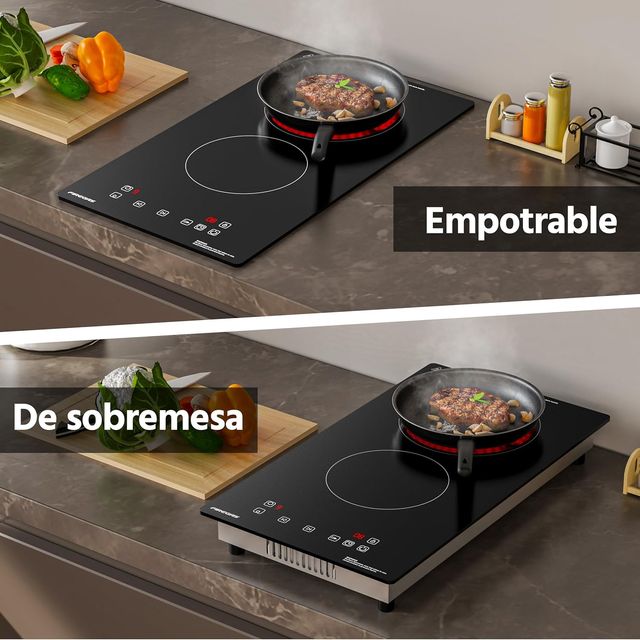 PLACA VITROCERÁMICA 2 FUEGOS 3000W 29CM TÁCTIL