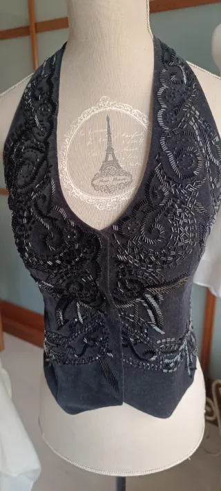 Chaleco terciopelo mujer con pedrería