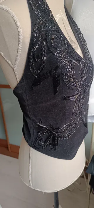 Chaleco terciopelo mujer con pedrería