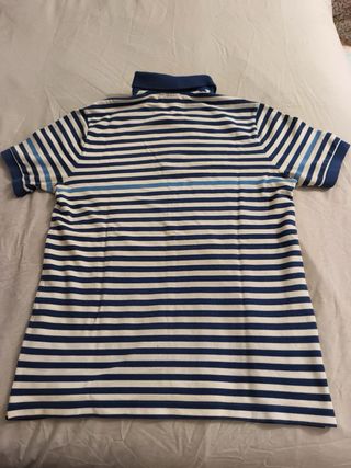 Polo Lacoste Talla 4 Rayas Azul Blanco