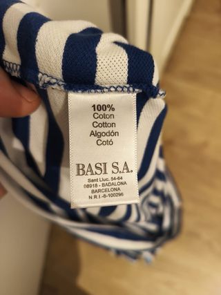 Polo Lacoste Talla 4 Rayas Azul Blanco