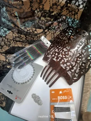 Conjunto mantilla, peineta y complementos