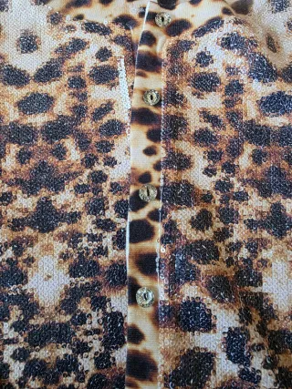 Vestido y chaqueta con lentejuelas y estampado leo