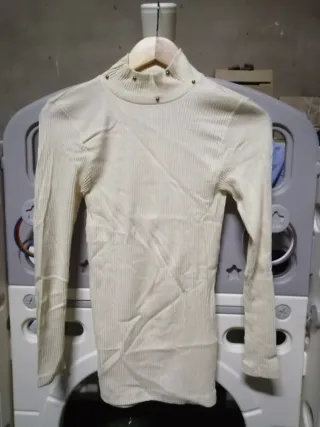 Jersey señora cuello alto beige