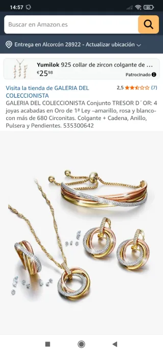 Pendientes Aro Triple Oro, cierre Omega