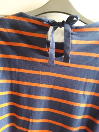 Vestido rayas azul y naranja