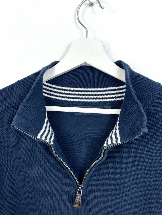 Felpa Nautica Blu con Cerniera a Mezzo Busto Classica Retrò