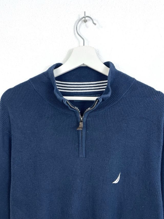 Felpa Nautica Blu con Cerniera a Mezzo Busto Classica Retrò