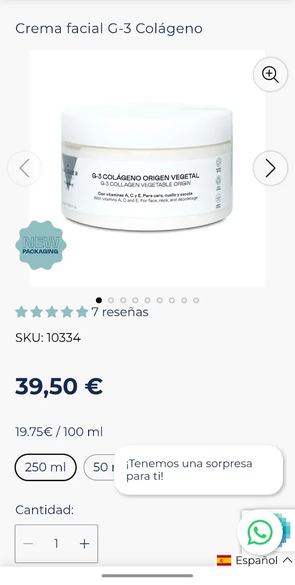 Crema facial G-3 Colágeno Valquer