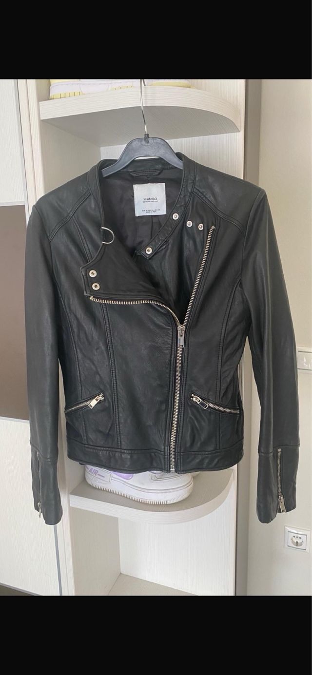 Cazadora Piel cálidad Mango Negra XS