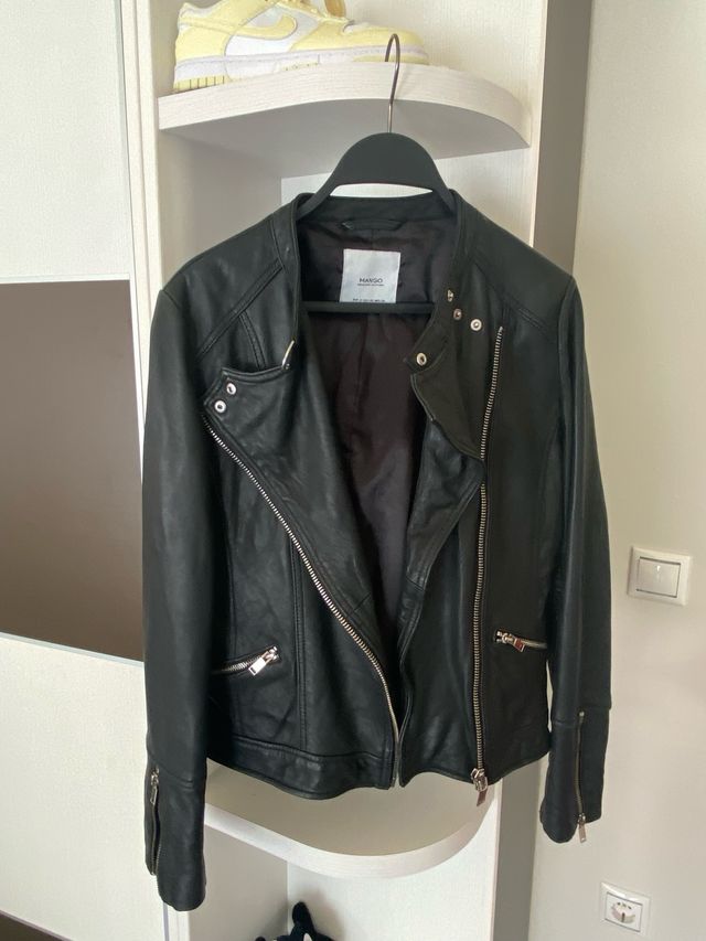 Cazadora Piel cálidad Mango Negra XS