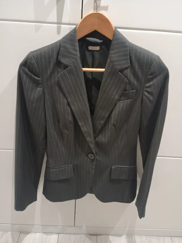 Blazer Zara Mujer Raya Gris