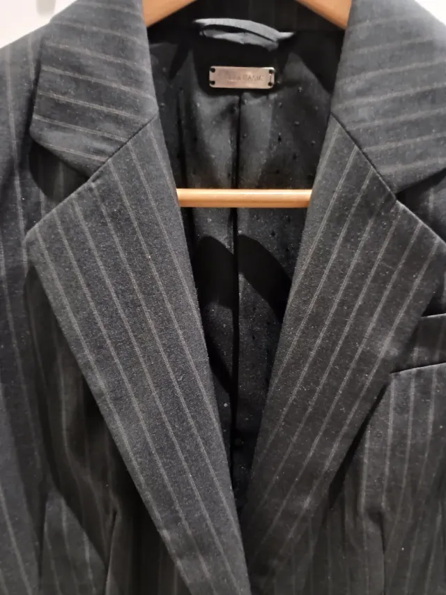 Blazer Zara Mujer Raya Gris