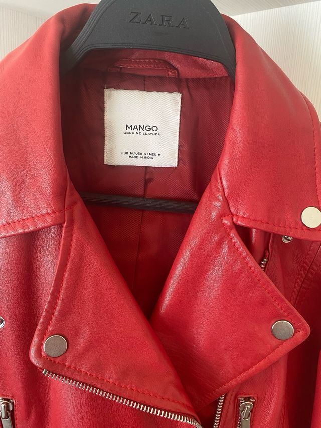 Cazadora Piel cálidad Mango Roja Talla M