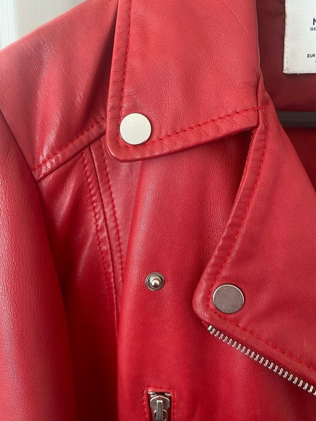 Cazadora Piel cálidad Mango Roja Talla M