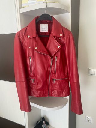 Cazadora Piel cálidad Mango Roja Talla M