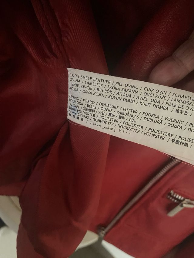 Cazadora Piel cálidad Mango Roja Talla M