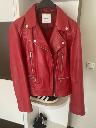 Cazadora Piel cálidad Mango Roja Talla M