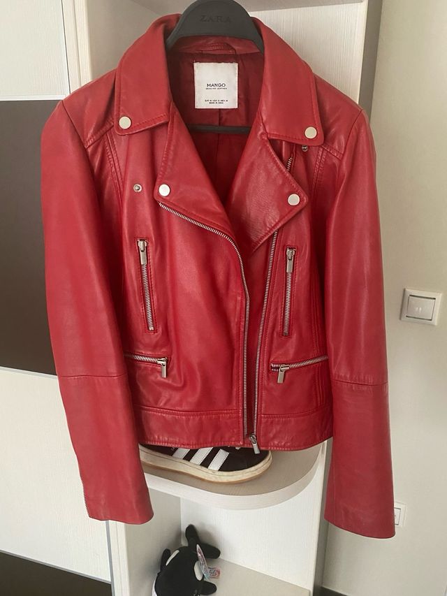 Cazadora Piel cálidad Mango Roja Talla M