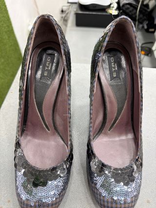 Tacchi Etro Donna 37 Blu Paillettes