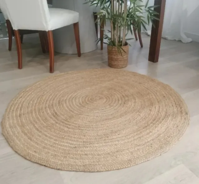 Tapete Redondo de Iúte Natural Estilo Nórdico