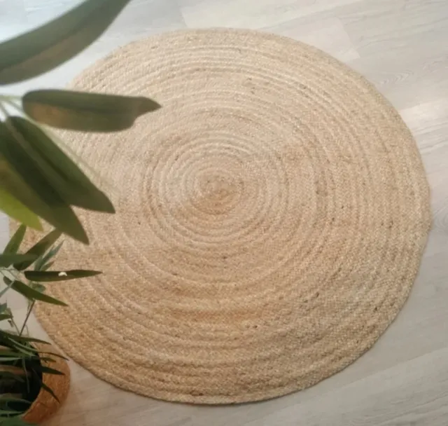 Tapete Redondo de Iúte Natural Estilo Nórdico