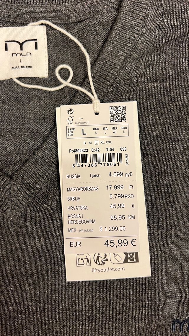 Jersey Milano Gris Talla L