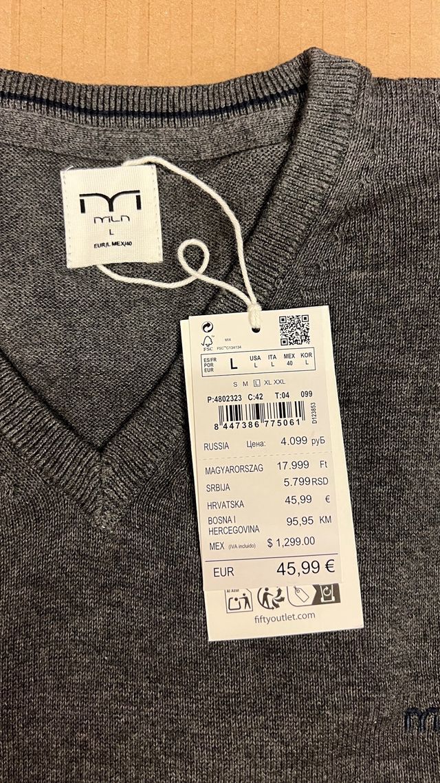 Jersey Milano Gris Talla L