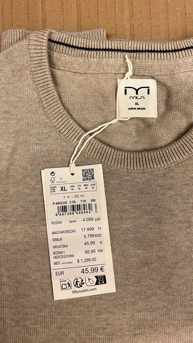 Jersey Milano Talla XL Beige