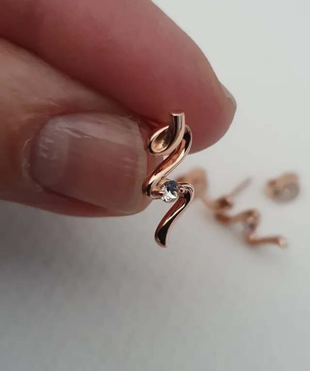 Conjunto ORO ROSA Y SWAROVSKIS. REGALO NAVIDAD.