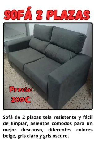 Sofá 2 plazas de tela oferta 200€