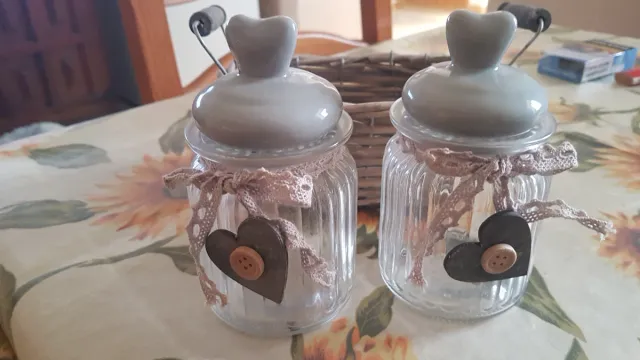 Set 2 Contenitori Vetro con Cestino