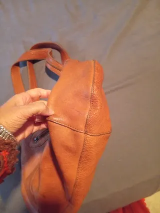 Bolso Adolfo Domínguez Cuero Flores Marrón.