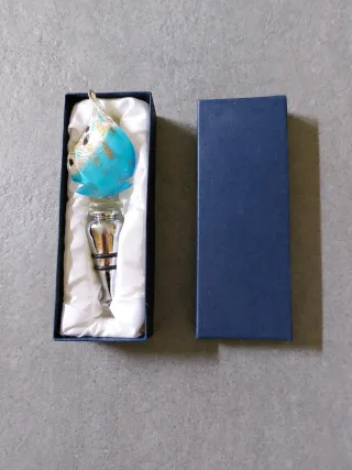 Tappo Foglia Blu Vetro Murano