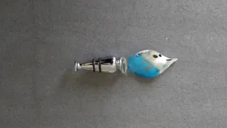 Tappo Foglia Blu Vetro Murano