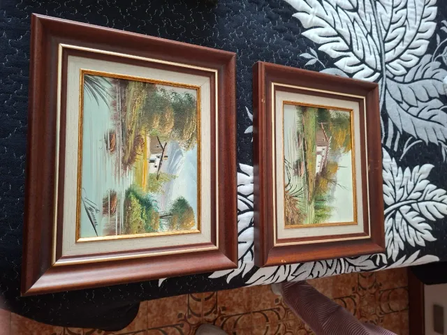 Set de 13 cuadros Decorativos Dorados y madera.