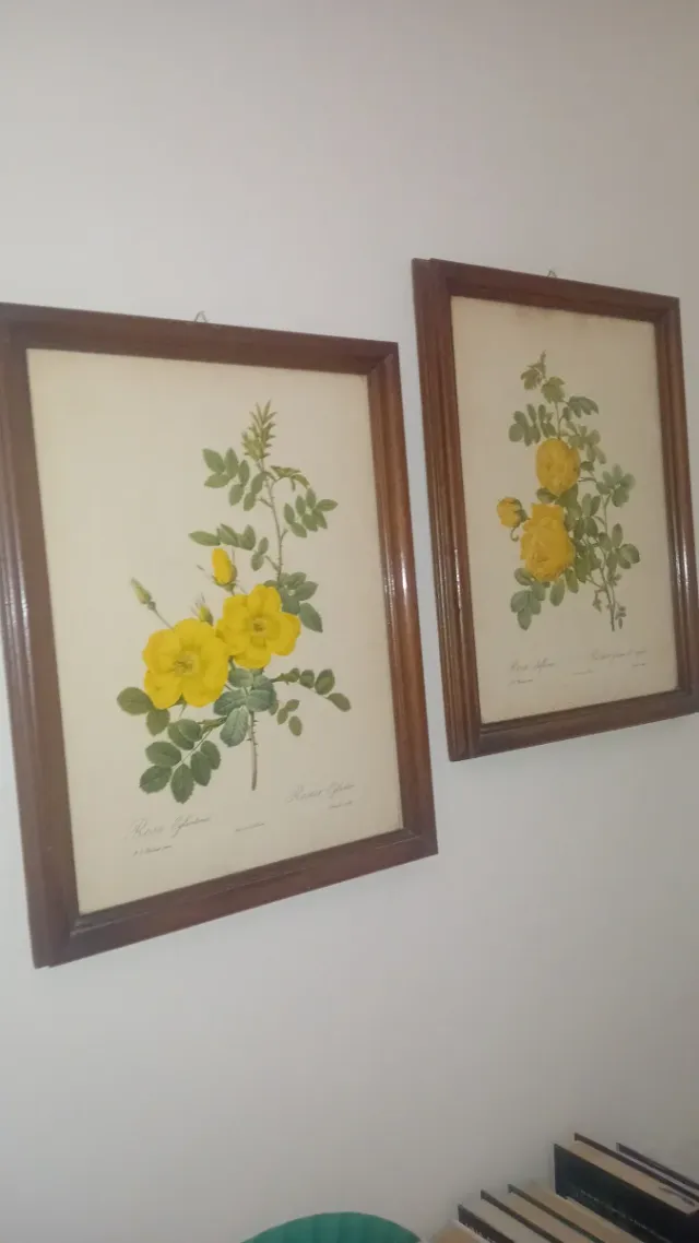 2 Quadri vintage artigianali con fiori gialli