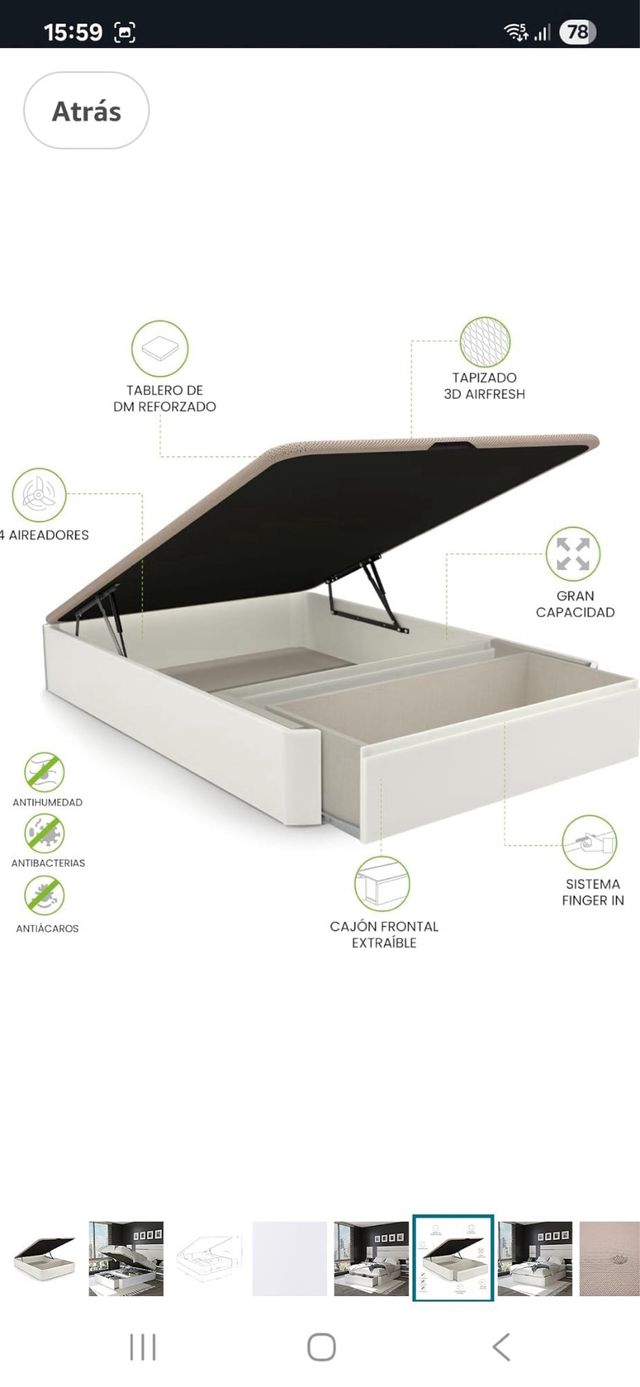 Canapé abatible madera y tela