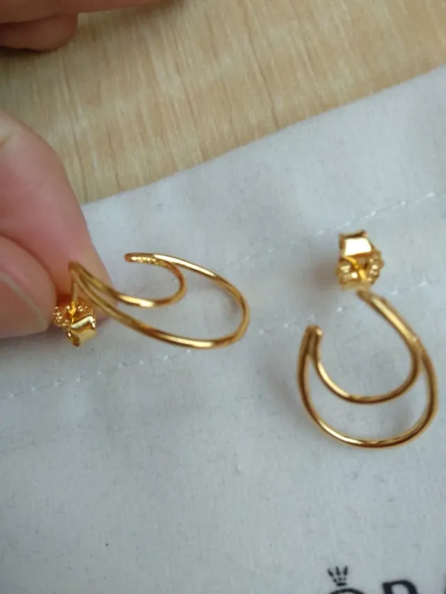 Pendientes Pandora Aro Doble Dorado