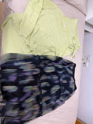 Lote Conjunto Falda y Blusa talla L mango y falda