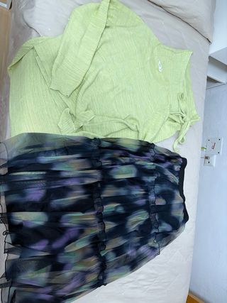 Lote Conjunto Falda y Blusa talla L mango y falda