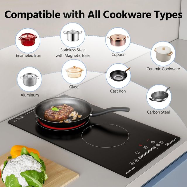 PLACA VITROCERÁMICA 2 FUEGOS 3400W 29CM TÁCTIL