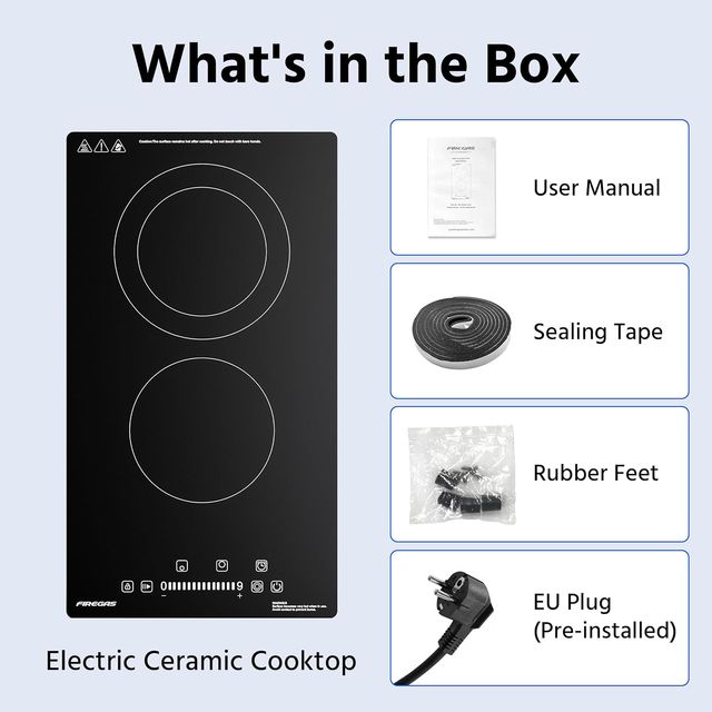 PLACA VITROCERÁMICA 2 FUEGOS 3400W 29CM TÁCTIL