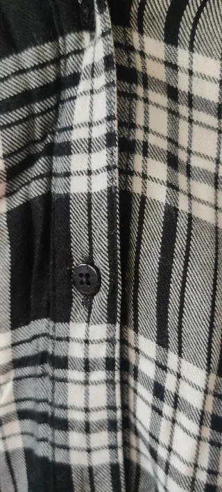 Vestido Camisero Cuadros Blanco y Negro