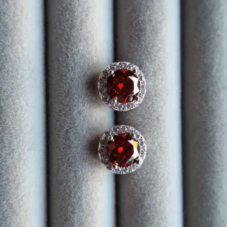 Anillo y Pendientes Moissanita Roja Plata