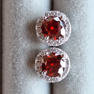 Anillo y Pendientes Moissanita Roja Plata