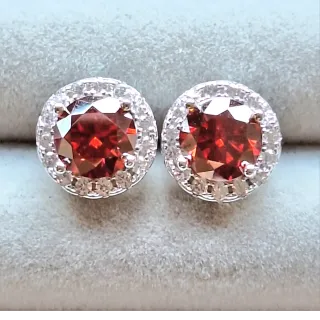 Anillo y Pendientes Moissanita Roja Plata