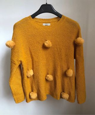 Maglione Only giallo con pompon