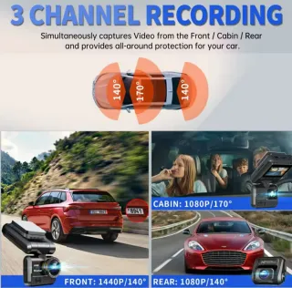 Dash Cam 3CH GPS Radar Tiesfong